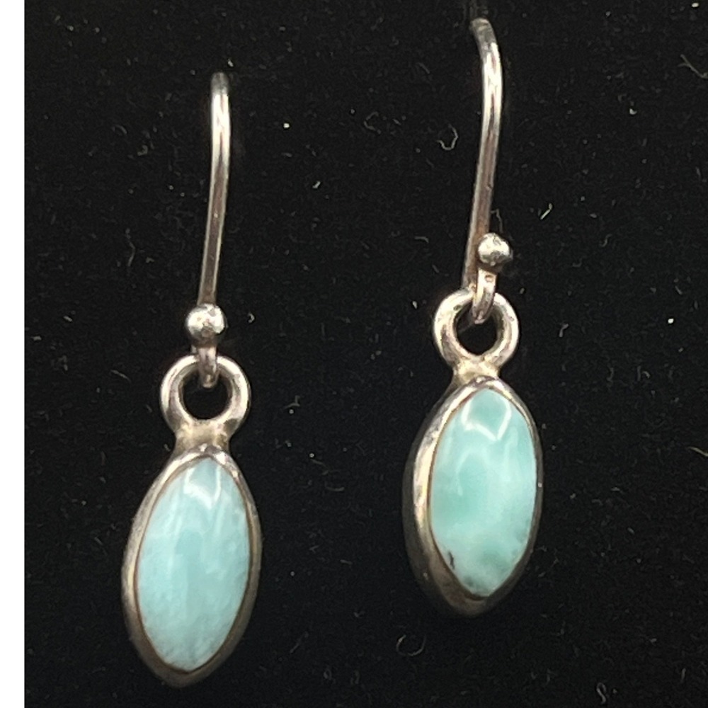Handmade‎ Larimar Earrings Marquise 925 Sterling Silver Dangles